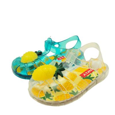 China Cute Pineapple Jelly Shoes Fashion Candy Color PVC Open Toe Shoe Anti-skid Roman Sandal Flat Cute Pineapple For Little Toddler Kids for sale