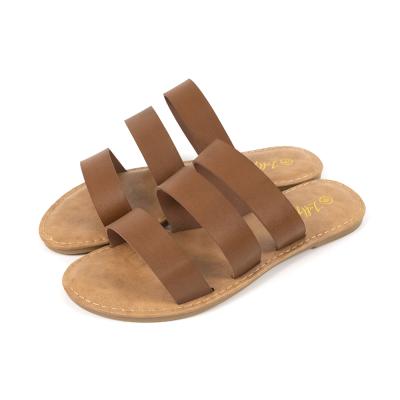 China 2022 Fashion Trend Sandals Women Customized Casual Flat Ladies Office Beach Garden PU Women Sandals Slide Sandals for sale