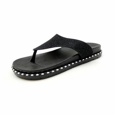 China Fashion Trend OEM Logo Rhinestone PVC Strappy Sandals Women's Best-Selling Casual Slipper 2021 Flip Flop for sale