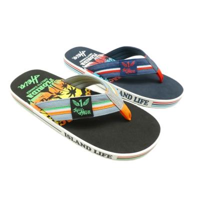 China CUSHIONING Strap Top Mens Beach Flip Flops Fashion Printing Outdoor Slippers for sale