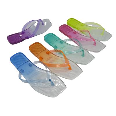 China CUSHIONING Gradient Colorful Jelly Ladies Crystal Craft Flip Flops Fashionable Slippers for sale