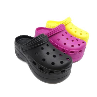 China New Style OEM Printing Print Waterproof Slippers Woman Wedge Sandals Matrix-tye Clog Outdoor Garden Shoes for sale