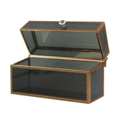 China Hot Selling Desktop Black Stocked Dustproof Lipstick Cosmetic Glass Box Factory Storage Box Makeup Box for sale