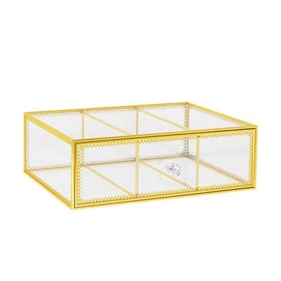 China Clear Storage Cosmetics Desktop Skin Care Products Drawer Tempered Glass Storage Box Display Cabinet Holder Clear for sale