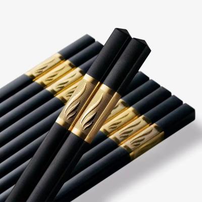 China Viable Chinese Black Box Reusable Stock Pack Plastic Alloy Chopsticks for sale