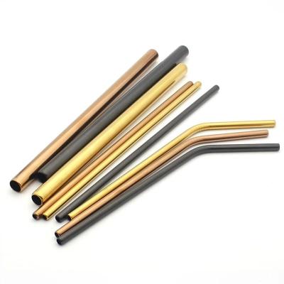 China Straw Wholesale Reusable Stainless Steel Black Metal Drinking Straw Eco-Friendly Sustainable Straws Gold for sale