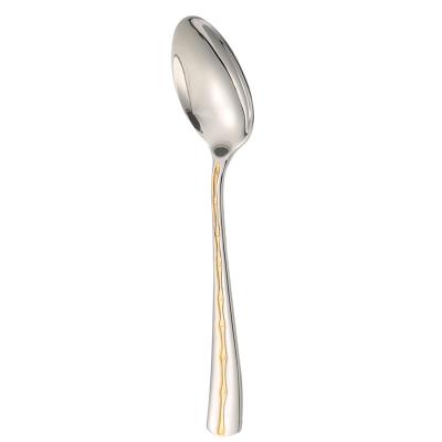 China Sustainable Silver With Gold Plated Handle Flatware Spoon Knife Fork New Design Cutlery Set for sale