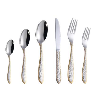 China Sustainable 24pcs Set Spoon Fork Knife Stainless Steel Cutlery Set Gold Plated Cutlery For Russia Market for sale