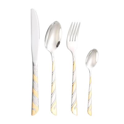 China Viable 24 Pcs Gold Plated Cutlery Set Box Gift Box Stainless Steel Fork Knife And Spoon Travel Flatware Set for sale