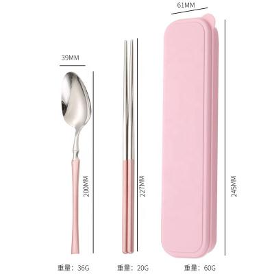 China Wholesale Viable 3 In 1 Stainless Steel Spoon Fork Outdoor Chopsticks Set With PP Box For School for sale