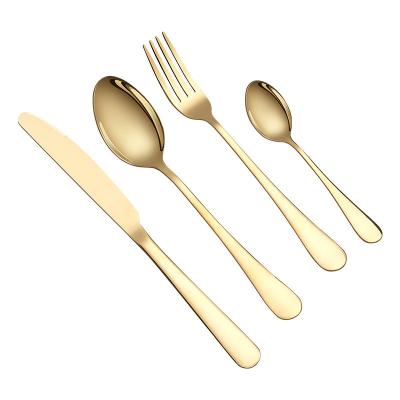 China Wholesale Viable High Quality 18/10 Stainless Steel Gold Plated Wedding Dinnerware Set Restaurant Dinnerware Set Silverware for sale