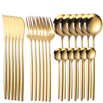 China Viable Hot Selling Kitchen Gold Flatware Set Dinnerware 410 Stainless Steel Flatware Set for sale