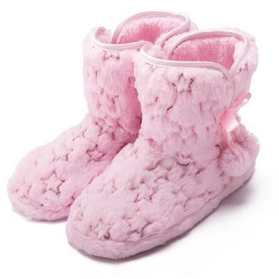 China Parodor Customized Heart Pressed Faux Fur Women's Indoor Slipper Boots With Pom Poms for sale