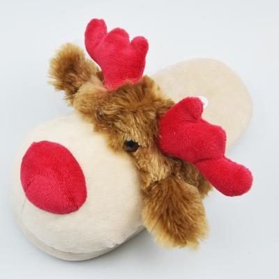 China Cute Christmas Anti-Smell Christmas Elk Antlers Elk House Indoor Slippers for sale