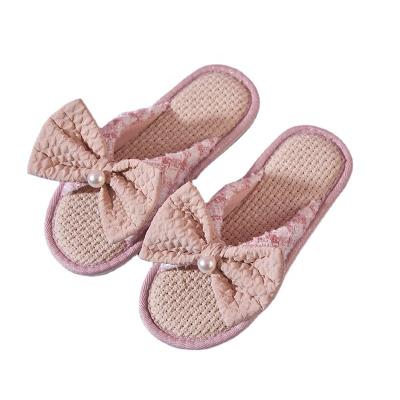 China 2022 Summer Canvas Bathroom Open-Toe Anti-odor New Arrival Ladies Insole Indoor Outdoor Slippers for sale