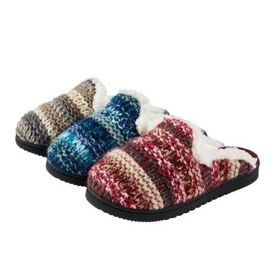 China Cushioning Style Warm Thick Soles Non-slip Winter Plush Knit Fur Slipper Boots For Women Men for sale