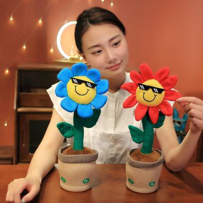 China Bring Joyful Custom Plush Toy Stuffed Animal Repeating Talking Electronic Plush Toys Sunflower for sale