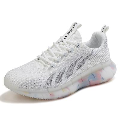 China CUSHIONING Popcorn Light Couple Woven Flying Sneakers 2021 Fashion Man Lovers Shoes Girl for sale