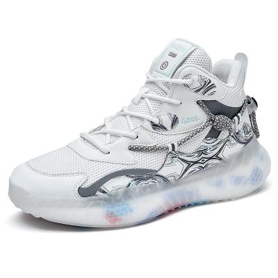 China CUSHIONING shoes 2021 fashionable fluorescent reflective sports transparent tops unique men's high tops leisure for sale