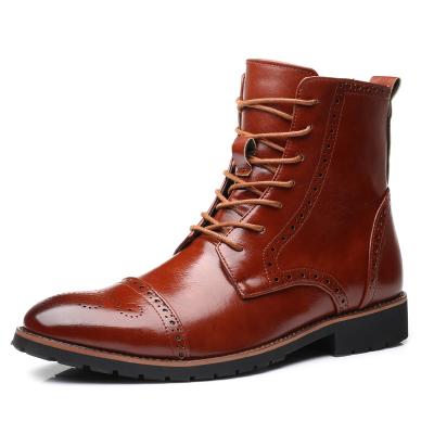 China Erkek Bot Brogue Style Anti-slippery Men Fashion Boots MOQ High Quality Low Men's Leather Military Boots for sale