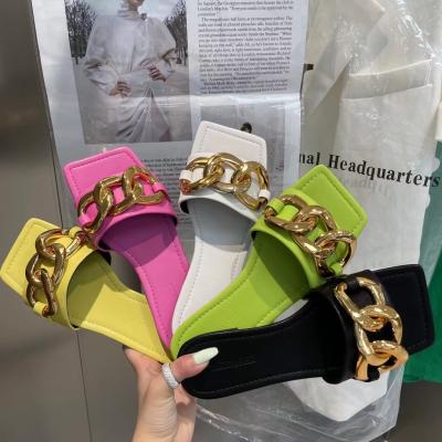 China Anti-Smell Sandalias De Playa Chain Flip Flop Flat Casual Women Stylish Shoes/Sandal for sale