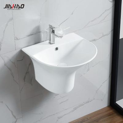 China New Arrival Simple White Bathroom JIAHAO 5300C Ceramic Rectangular Wall Hung Basin for sale