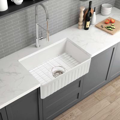 China White Single Bowl Undermount Kitchen Farmhouse Sink for sale