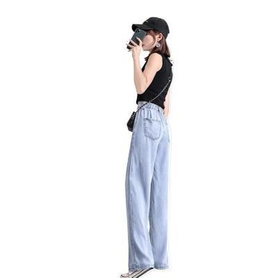 China Wholesale Breathable Customized Blue Wide Leg Cotton Casual Womens Jeans With Loose Fit for sale