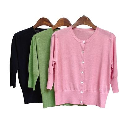 China Best Selling Women's Breathable Summer Woolen Solid Color Loose Silk Cardigan for sale