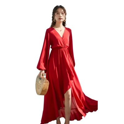 China Summer Popular Chiffon Temperament Breathable Women's Best Selling Red Dresses for sale