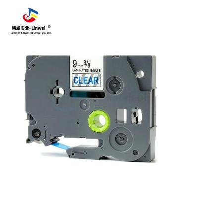 China Tze-123 waterproof Tze123 the label tape label 9mm blue on clear labeling tape brother compatible TZe-123 TZe123 TZe 123 for sale