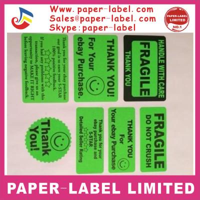 China 350 Fragile Label Waterproof Shipping Packs Label GREEN Neon Shipping Label Pack FRAGILE for sale