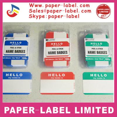 China Waterproof 300 HELLO MY NAME IS NAME LABELS BRANDS BADGES STICKERS PEEL STICK ADHESIVE for sale