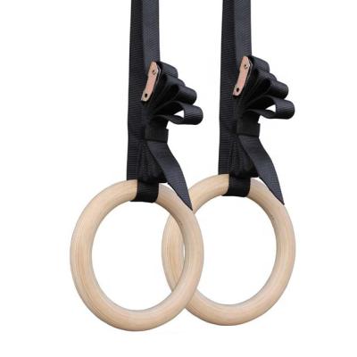 China Birch Wood Gym Fitness Wooden Gymnastic Rings for sale