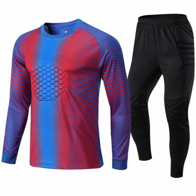 China High Quality Breathable Quick Dry Goalie Long Sleeve Red Blue Custom Uniforms Training Wear Goalie Soccer Jerseys Set for sale