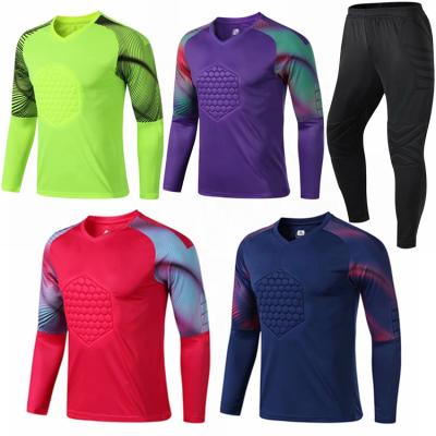 China New Design Breathable Quick Dry Goalkeeper With Protection Soccer Jersey Professional Soccer Jersey Long Sleeve for sale