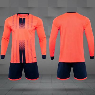 China Number Logo Soccer Uniform Set Football Club Team Soccer Training Shirts Customized Sale Stripes Tank Top Breathable Hot Orange Soccer Quick Dry for sale