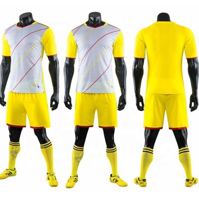 China Sets Wholesale Yellow White Football Uniform Set Jerseys Football Printed Sportswear For Man for sale