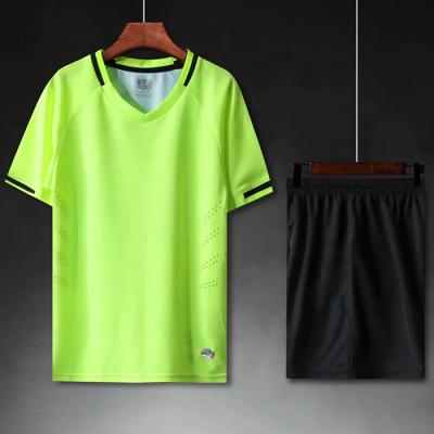 China Sets Youth Soccer Jersey And Shorts Fluorescent Green Football Uniforms T-Shirt Printing Custom for sale