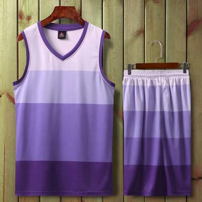 China Wholesale Cheap Team Basketball Tank Tops New Style Basketball Uniform Breathable Colorful Purple Basketball T-shirts for sale