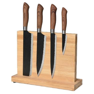 China Viable Multifunctional Bamboo Magnetic Knife Rack Storage Knife Holder For Kitchen Supplies for sale