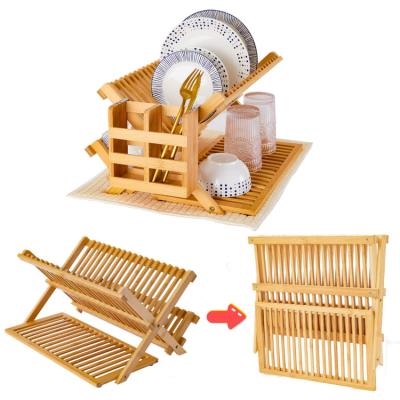 China Steamable Amazon Sales Hot Bamboo Kitchen Dish Rack Dish Drying Rack for sale