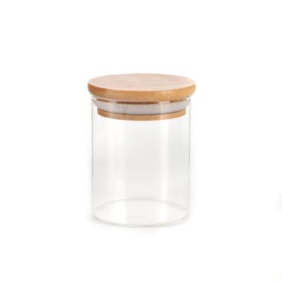 China Viable lid 200ml 300ml 500ml wooden airtigh wooden jar food jar container with bamboo lid for sale