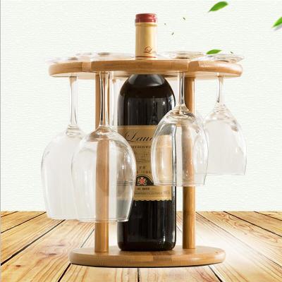 China Sustainable wine glass drying rack and bottle rack, natural wooden bamboo wine rack, perfect for wine lovers and guests for sale