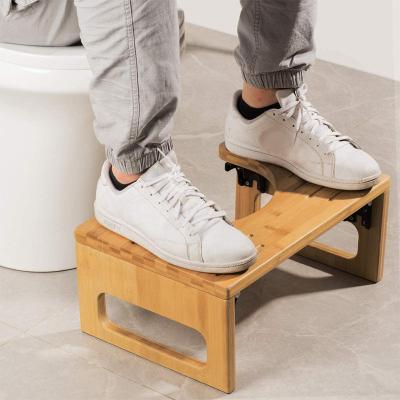 China Foldable Natural Bamboo Stool Toilet Pan Squat Non-Slip Bathroom Household Items for sale