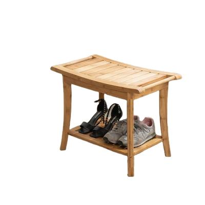 China Supplier 2 Tiers Factory Manufacture Bamboo Shower Bench For Bathroom And Living Room for sale