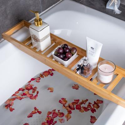 China Viable Whole Sale Multifunctional Bamboo Bathtub Tray for sale