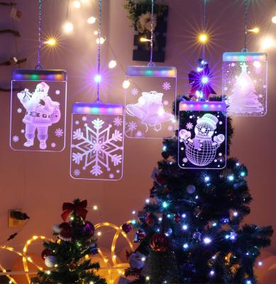 China Wholesale 3D Hanging Patio Indoor Bedroom Pathway Windows Square White Christmas Decorative Hot Novelty Lights With Suction Cup for sale