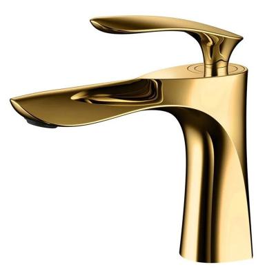 China Bathroom Faucets Thermostatic Single Hole Lavatory Cold And Hot Gold Faucet for sale