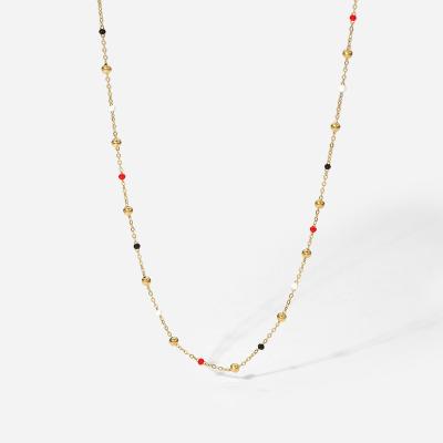 China Custom Hypoallergenic Fashion 18K Gold Plated Women Jewelry Choker Brass Tasty Charm Simple Bead Chain Necklace For Ladies for sale